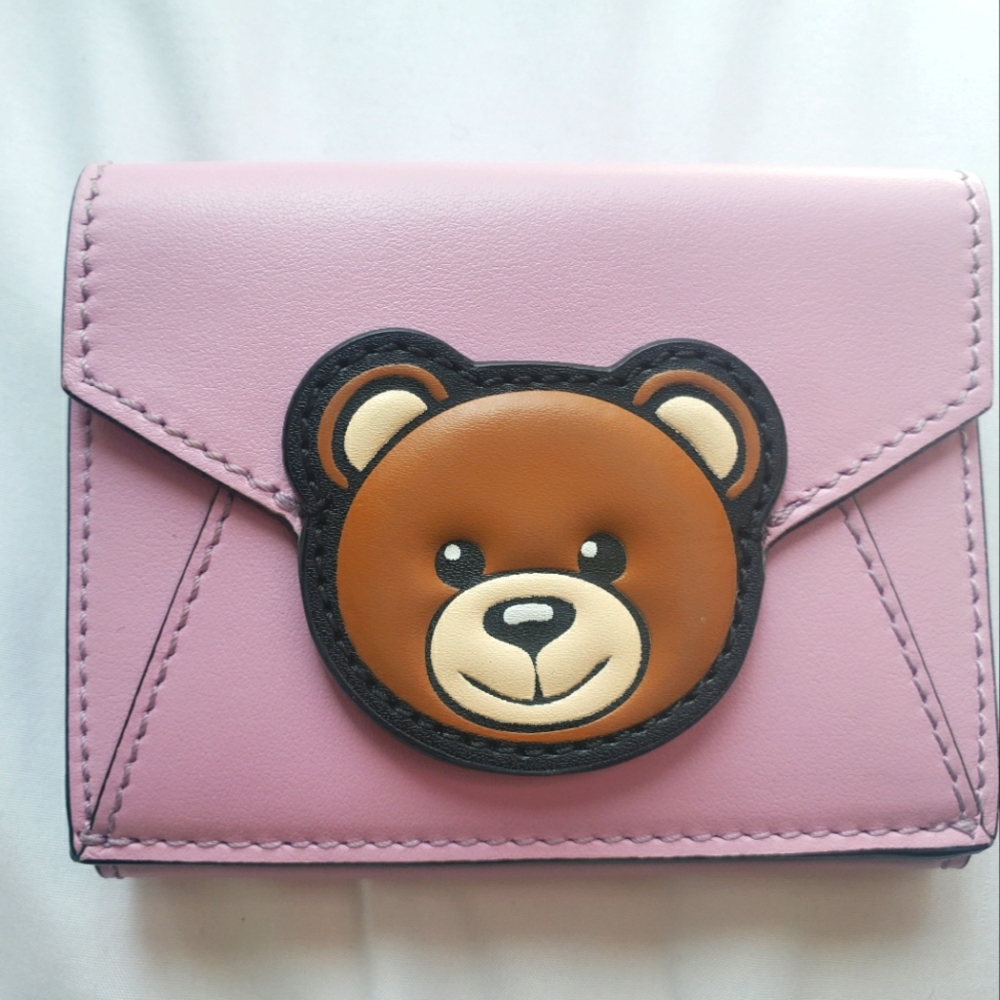 Moschino Teddy Bear Leather Tri-Fold Wallet